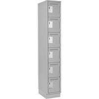 Clean Line Lockerette, 6 -tier, 12" x 18" x 76", Steel, Grey, Rivet (Assembled) Oxymax Inc