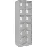 Clean Line Lockerette, 6 -tier, Bank of 2, 24" x 18" x 76", Steel, Grey, Rivet (Assembled) Oxymax Inc