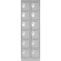 Clean Line Lockerette, 6 -tier, Bank of 2, 24" x 18" x 76", Steel, Grey, Rivet (Assembled) Oxymax Inc