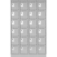 Clean Line Lockerette, 6 -tier, Bank of 4, 48" x 18" x 76", Steel, Grey, Rivet (Assembled) Oxymax Inc