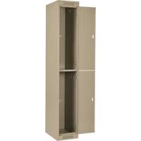 Clean Line Lockers, 2 -tier, Bank of 4, 48" x 18" x 72", Steel, Beige, Rivet (Assembled) Oxymax Inc
