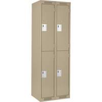Clean Line Lockers, 2 -tier, Bank of 2, 24" x 18" x 72", Steel, Beige, Rivet (Assembled) Oxymax Inc