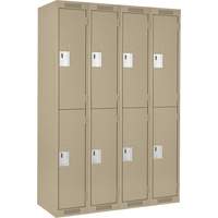 Clean Line Lockers, 2 -tier, Bank of 4, 48" x 18" x 72", Steel, Beige, Rivet (Assembled) Oxymax Inc