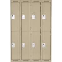 Clean Line Lockers, 2 -tier, Bank of 4, 48" x 18" x 72", Steel, Beige, Rivet (Assembled) Oxymax Inc