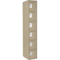 Clean Line Lockerette, 6 -tier, 12" x 18" x 72", Steel, Beige, Rivet (Assembled) Oxymax Inc