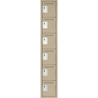 Clean Line Lockerette, 6 -tier, 12" x 18" x 72", Steel, Beige, Rivet (Assembled) Oxymax Inc