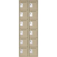 Clean Line Lockerette, 6 -tier, Bank of 2, 24" x 18" x 72", Steel, Beige, Rivet (Assembled) Oxymax Inc