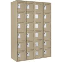 Clean Line Lockerette, 6 -tier, Bank of 4, 48" x 18" x 72", Steel, Beige, Rivet (Assembled) Oxymax Inc