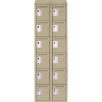 Clean Line Lockerette, 6 -tier, Bank of 2, 24" x 18" x 78", Steel, Beige, Rivet (Assembled) Oxymax Inc