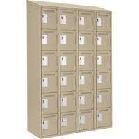 Clean Line Lockerette, 6 -tier, Bank of 4, 48" x 18" x 78", Steel, Beige, Rivet (Assembled) Oxymax Inc