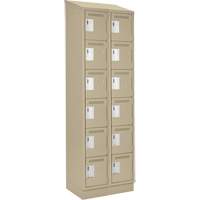 Clean Line Lockerette , 6 -tier, Bank of 2, 24" x 18" x 82", Steel, Beige, Rivet (Assembled) Oxymax Inc