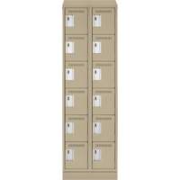 Clean Line Lockerette , 6 -tier, Bank of 2, 24" x 18" x 82", Steel, Beige, Rivet (Assembled) Oxymax Inc