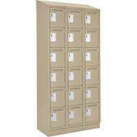 Clean Line Lockerette , 6 -tier, Bank of 3, 36" x 18" x 82", Steel, Beige, Rivet (Assembled) Oxymax Inc