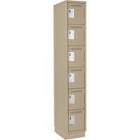 Clean Line Lockerette, 6 -tier, 12" x 18" x 76", Steel, Beige, Rivet (Assembled) Oxymax Inc