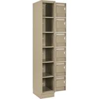 Clean Line Lockerette, 6 -tier, Bank of 4, 48" x 18" x 76", Steel, Beige, Rivet (Assembled) Oxymax Inc