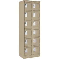 Clean Line Lockerette, 6 -tier, Bank of 2, 24" x 18" x 76", Steel, Beige, Rivet (Assembled) Oxymax Inc