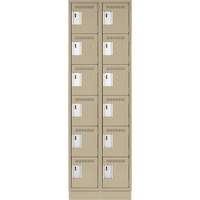 Clean Line Lockerette, 6 -tier, Bank of 2, 24" x 18" x 76", Steel, Beige, Rivet (Assembled) Oxymax Inc