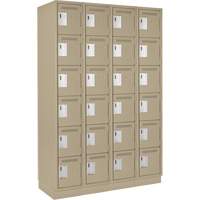 Clean Line Lockerette, 6 -tier, Bank of 4, 48" x 18" x 76", Steel, Beige, Rivet (Assembled) Oxymax Inc