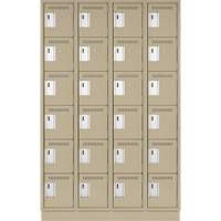 Clean Line Lockerette, 6 -tier, Bank of 4, 48" x 18" x 76", Steel, Beige, Rivet (Assembled) Oxymax Inc