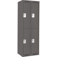 Clean Line Lockers, 2 -tier, Bank of 2, 24" x 18" x 72", Steel, Charcoal, Rivet (Assembled) Oxymax Inc