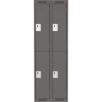 Clean Line Lockers, 2 -tier, Bank of 2, 24" x 18" x 72", Steel, Charcoal, Rivet (Assembled) Oxymax Inc