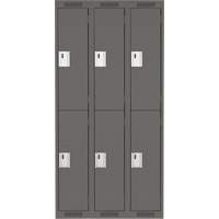 Clean Line Lockers, 2 -tier, Bank of 3, 36" x 18" x 72", Steel, Charcoal, Rivet (Assembled) Oxymax Inc