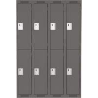 Clean Line Lockers, 2 -tier, Bank of 4, 48" x 18" x 72", Steel, Charcoal, Rivet (Assembled) Oxymax Inc