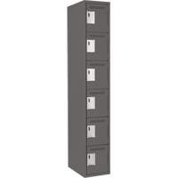 Clean Line Lockerette, 6 -tier, 12" x 18" x 72", Steel, Charcoal, Rivet (Assembled) Oxymax Inc