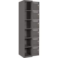 Clean Line Lockerette, 6 -tier, Bank of 4, 48" x 18" x 72", Steel, Charcoal, Rivet (Assembled) Oxymax Inc