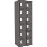 Clean Line Lockerette, 6 -tier, Bank of 2, 24" x 18" x 72", Steel, Charcoal, Rivet (Assembled) Oxymax Inc