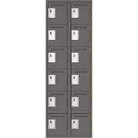 Clean Line Lockerette, 6 -tier, Bank of 2, 24" x 18" x 72", Steel, Charcoal, Rivet (Assembled) Oxymax Inc