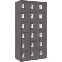 Clean Line Lockerette, 6 -tier, Bank of 3, 36" x 18" x 72", Steel, Charcoal, Rivet (Assembled) Oxymax Inc