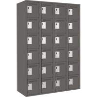 Clean Line Lockerette, 6 -tier, Bank of 4, 48" x 18" x 72", Steel, Charcoal, Rivet (Assembled) Oxymax Inc