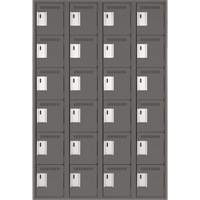 Clean Line Lockerette, 6 -tier, Bank of 4, 48" x 18" x 72", Steel, Charcoal, Rivet (Assembled) Oxymax Inc