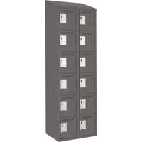 Clean Line Lockerette, 6 -tier, Bank of 2, 24" x 18" x 78", Steel, Charcoal, Rivet (Assembled) Oxymax Inc