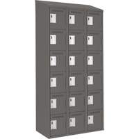 Clean Line Lockerette, 6 -tier, Bank of 3, 36" x 18" x 78", Steel, Charcoal, Rivet (Assembled) Oxymax Inc