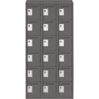 Clean Line Lockerette, 6 -tier, Bank of 3, 36" x 18" x 78", Steel, Charcoal, Rivet (Assembled) Oxymax Inc