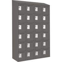 Clean Line Lockerette, 6 -tier, Bank of 4, 48" x 18" x 78", Steel, Charcoal, Rivet (Assembled) Oxymax Inc