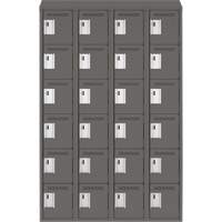 Clean Line Lockerette, 6 -tier, Bank of 4, 48" x 18" x 78", Steel, Charcoal, Rivet (Assembled) Oxymax Inc