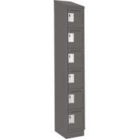 Clean Line Lockerette, 6 -tier, 12" x 18" x 82", Steel, Charcoal, Rivet (Assembled) Oxymax Inc