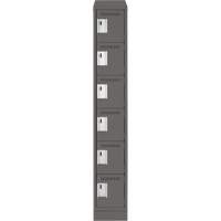Clean Line Lockerette, 6 -tier, 12" x 18" x 82", Steel, Charcoal, Rivet (Assembled) Oxymax Inc