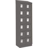 Clean Line Lockerette, 6 -tier, Bank of 2, 24" x 18" x 82", Steel, Charcoal, Rivet (Assembled) Oxymax Inc