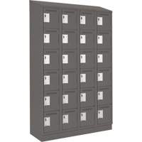 Clean Line Lockerette, 6 -tier, Bank of 4, 48" x 18" x 82", Steel, Charcoal, Rivet (Assembled) Oxymax Inc