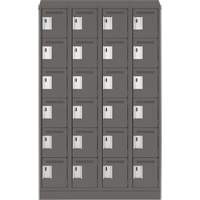 Clean Line Lockerette, 6 -tier, Bank of 4, 48" x 18" x 82", Steel, Charcoal, Rivet (Assembled) Oxymax Inc