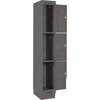 Clean Line Lockers, 3 -tier, Bank of 4, 48" x 18" x 76", Steel, Charcoal, Rivet (Assembled) Oxymax Inc