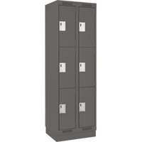 Clean Line Lockers, 3 -tier, Bank of 2, 24" x 18" x 76", Steel, Charcoal, Rivet (Assembled) Oxymax Inc