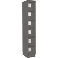 Clean Line Lockerette, 6 -tier, 12" x 18" x 76", Steel, Charcoal, Rivet (Assembled) Oxymax Inc