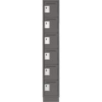 Clean Line Lockerette, 6 -tier, 12" x 18" x 76", Steel, Charcoal, Rivet (Assembled) Oxymax Inc