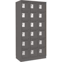 Clean Line Lockerette, 6 -tier, Bank of 3, 36" x 18" x 76", Steel, Charcoal, Rivet (Assembled) Oxymax Inc