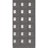 Clean Line Lockerette, 6 -tier, Bank of 3, 36" x 18" x 76", Steel, Charcoal, Rivet (Assembled) Oxymax Inc